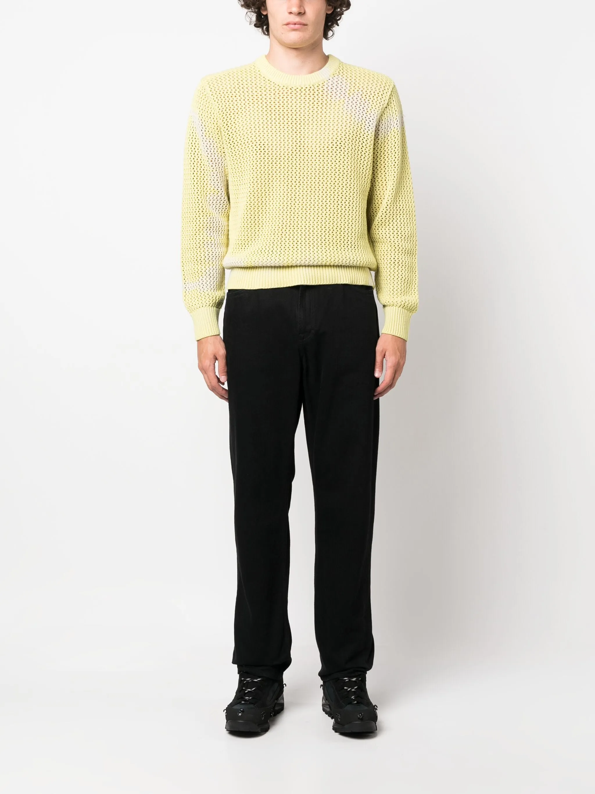 BLEACHED-EFFECT OPEN-KNIT JUMPER