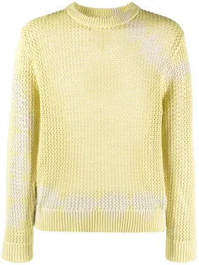 BLEACHED-EFFECT OPEN-KNIT JUMPER