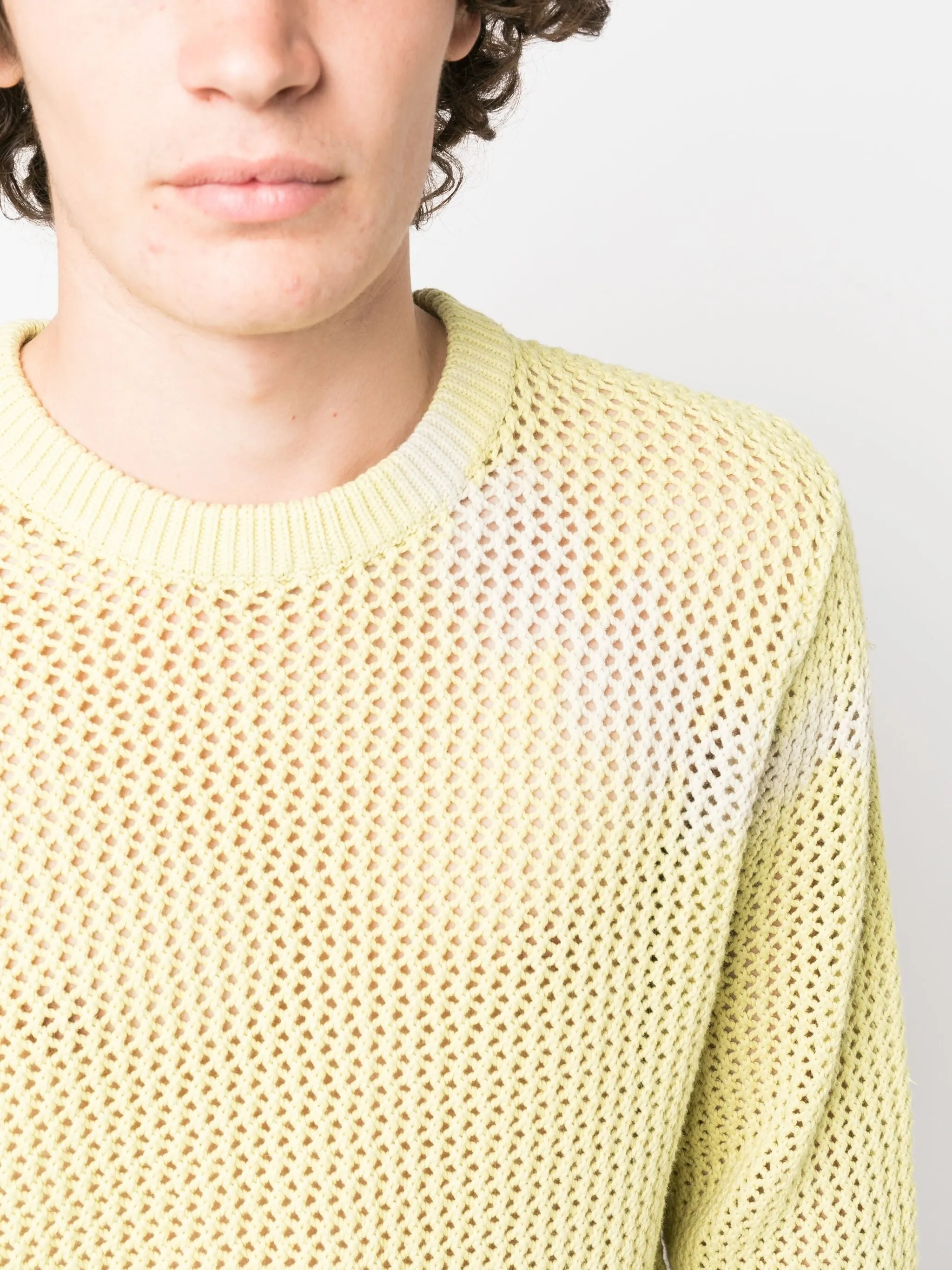 BLEACHED-EFFECT OPEN-KNIT JUMPER