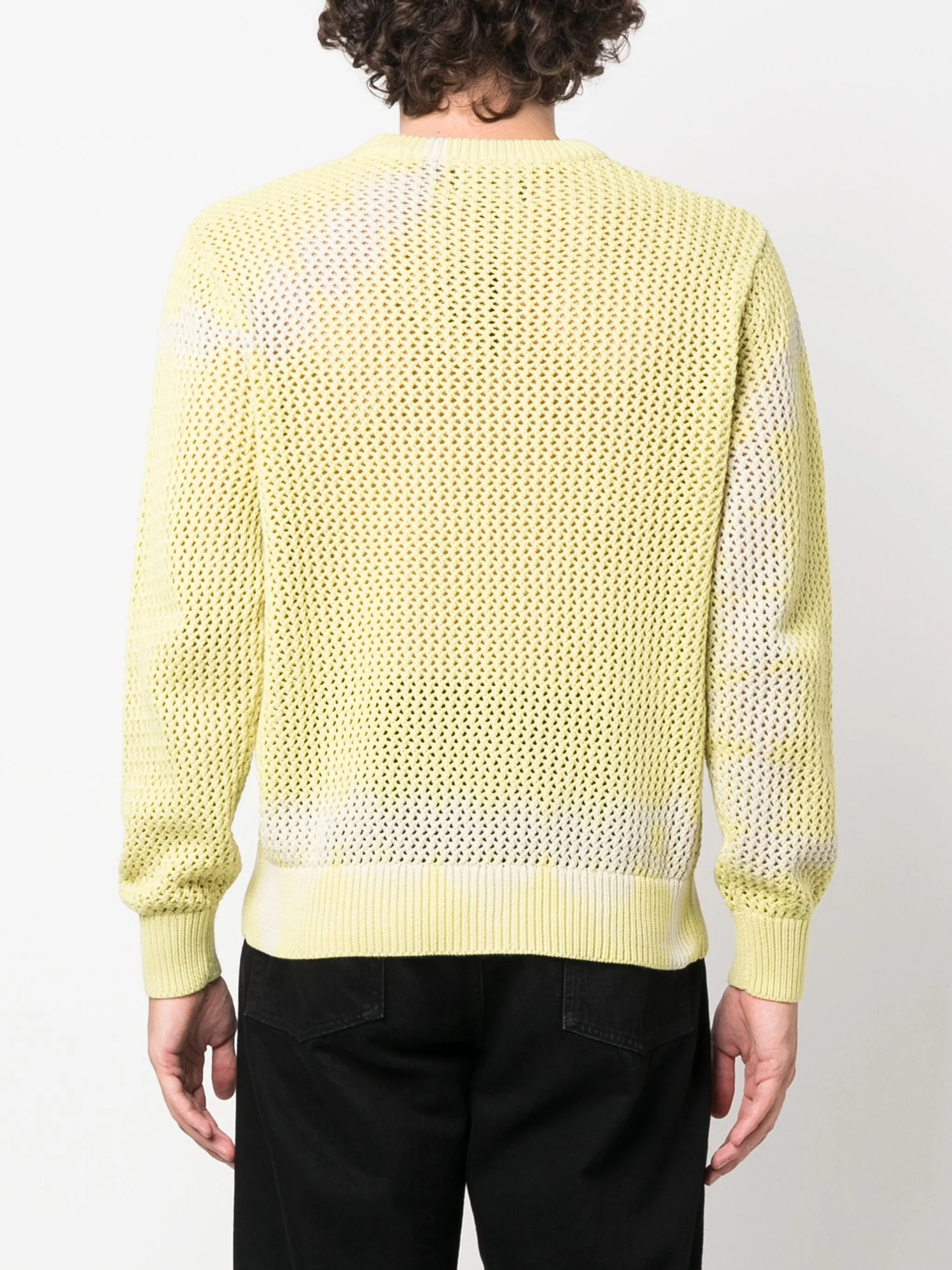 BLEACHED-EFFECT OPEN-KNIT JUMPER