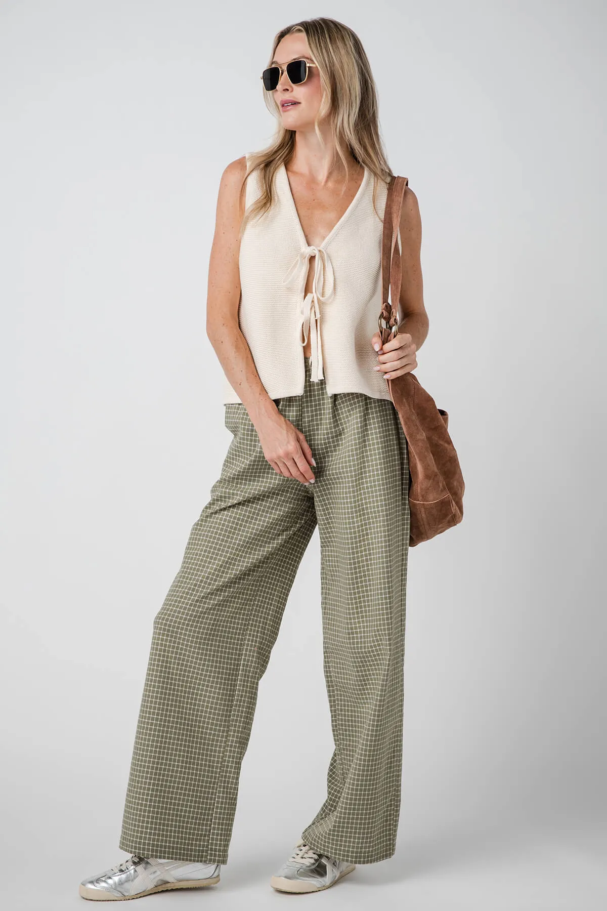 Buttermelon Drawstring Checkered Pants