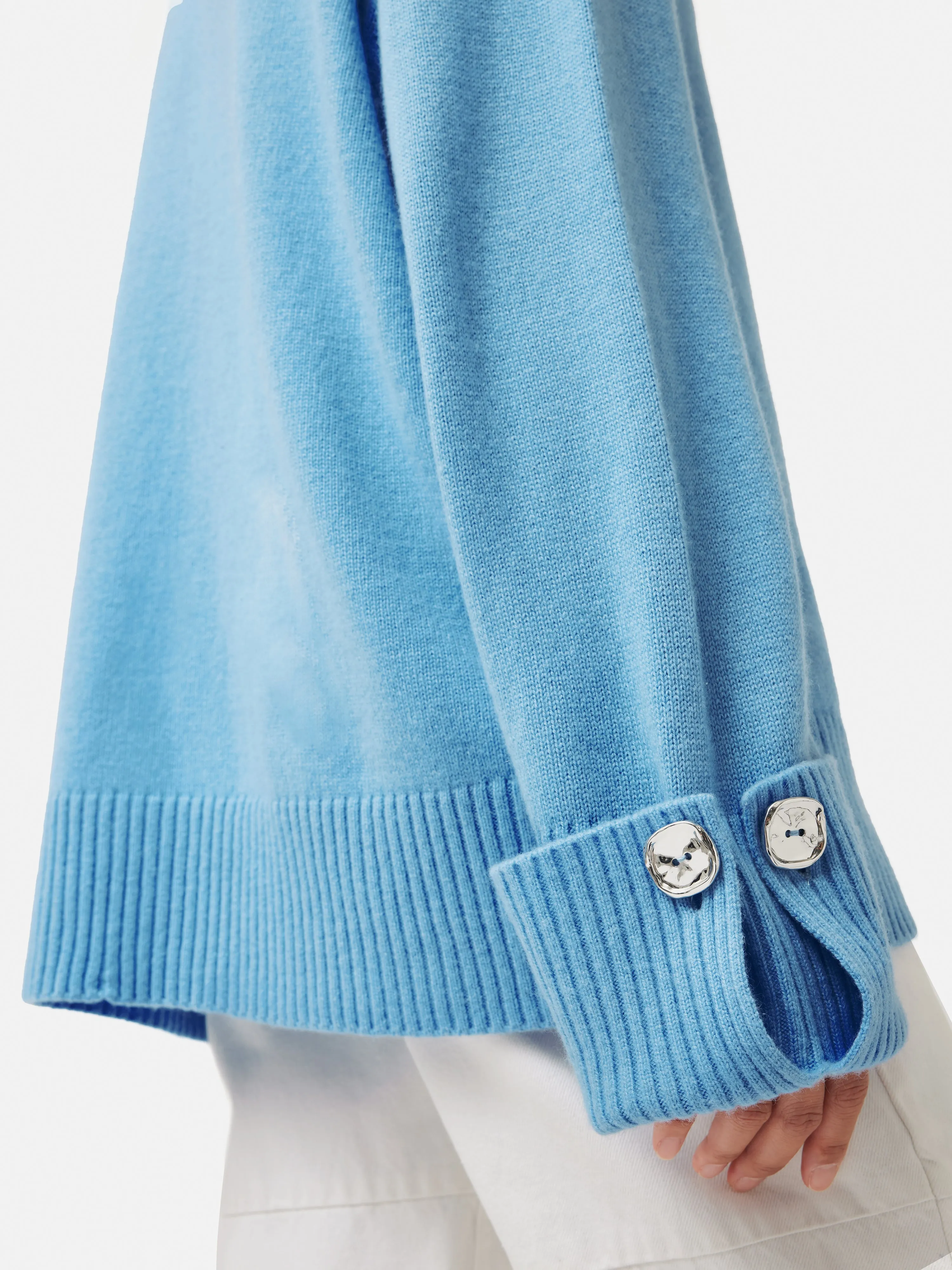 Button Detail Oversized Jumper | Blue