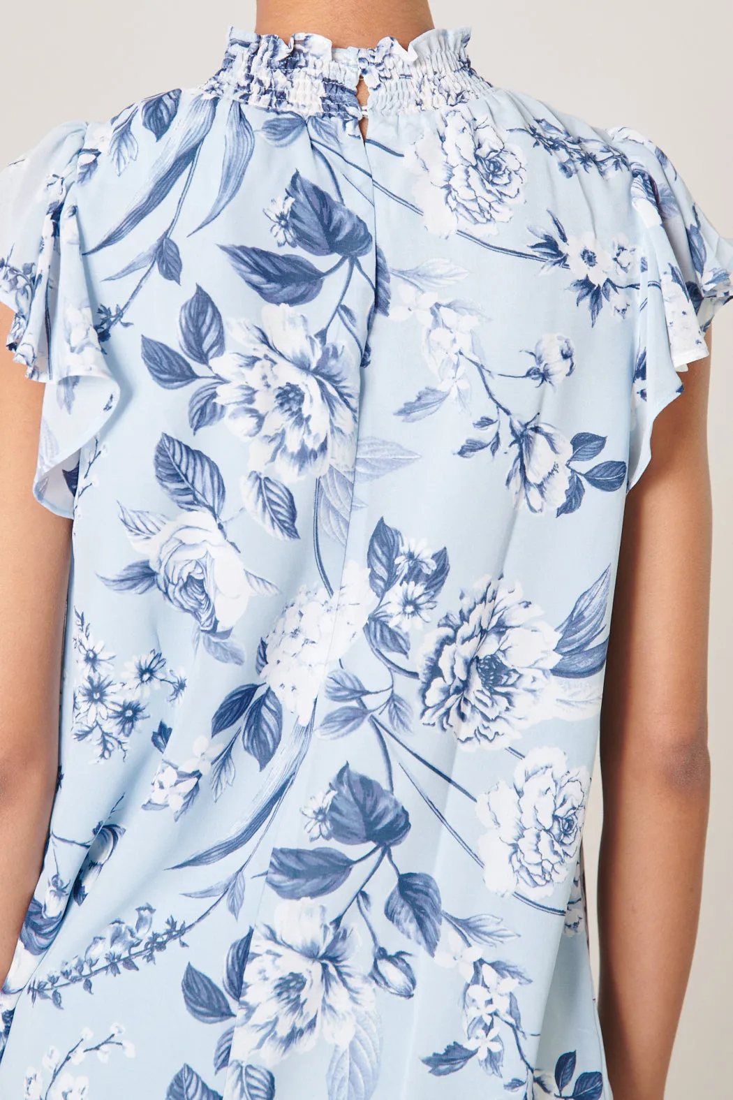 Cadaval Floral Mock Neck Flowy Blouse