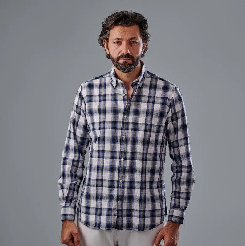 Checkered Shirt - NAVY*WHITE