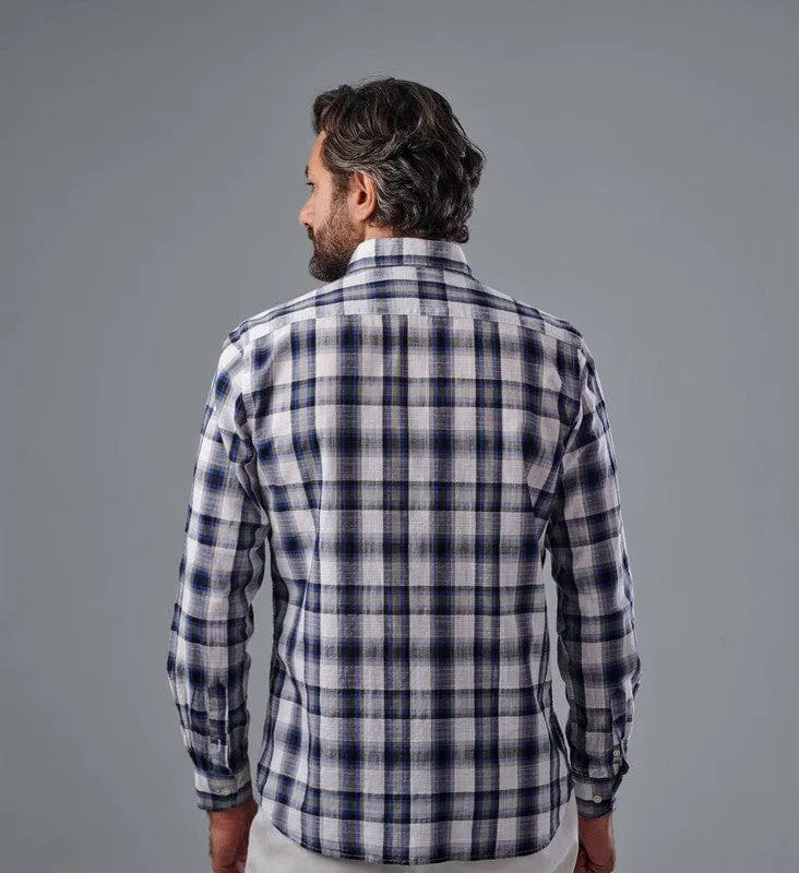 Checkered Shirt - NAVY*WHITE