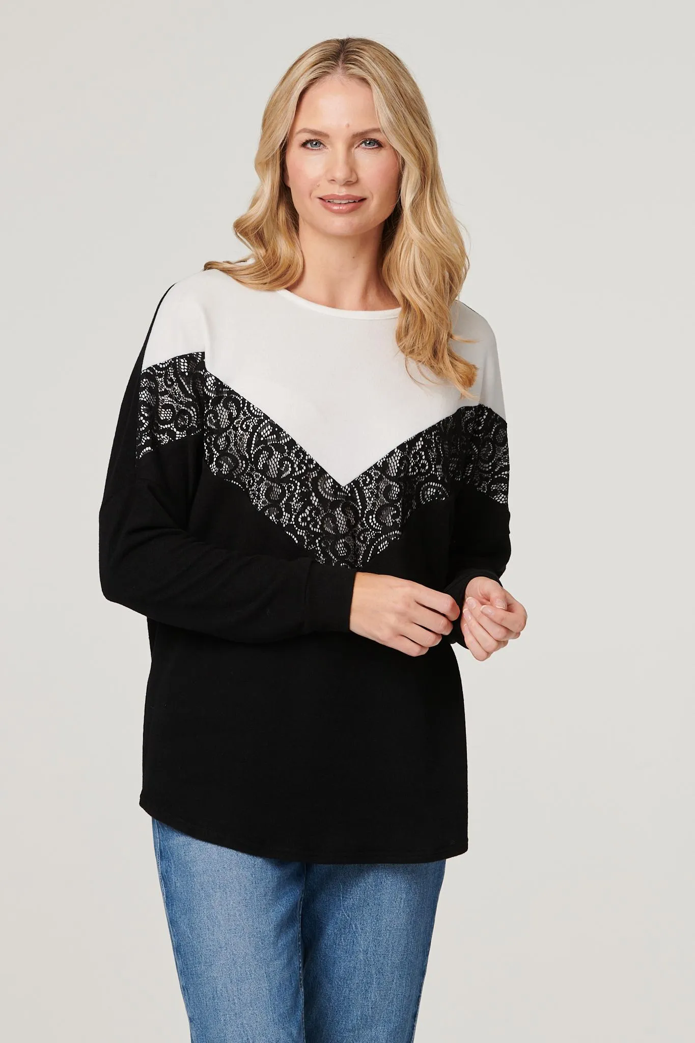 Colour Block Lace Sweater