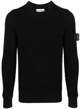 COMPASS-MOTIF RIBBED-KNIT JUMPER