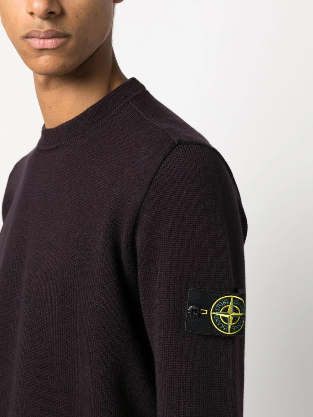 COMPASS-PATCH WAFFLE-KNIT JUMPER