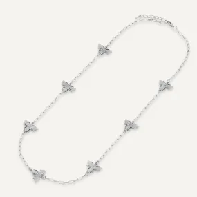 Contemporary T-Bar Bee Long Necklace In Silver-Tone