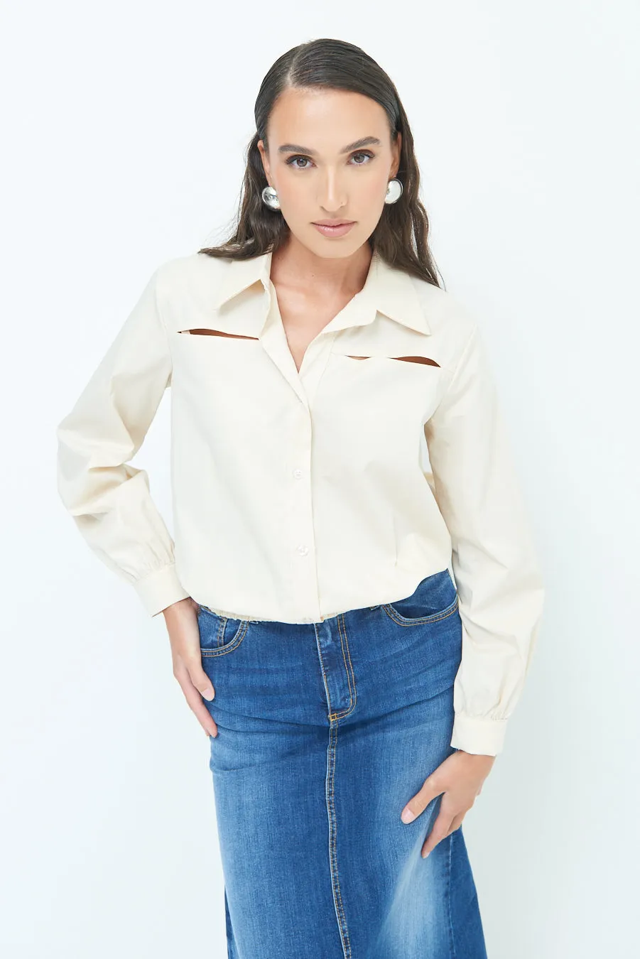 Cut-out detail blouse wholesale