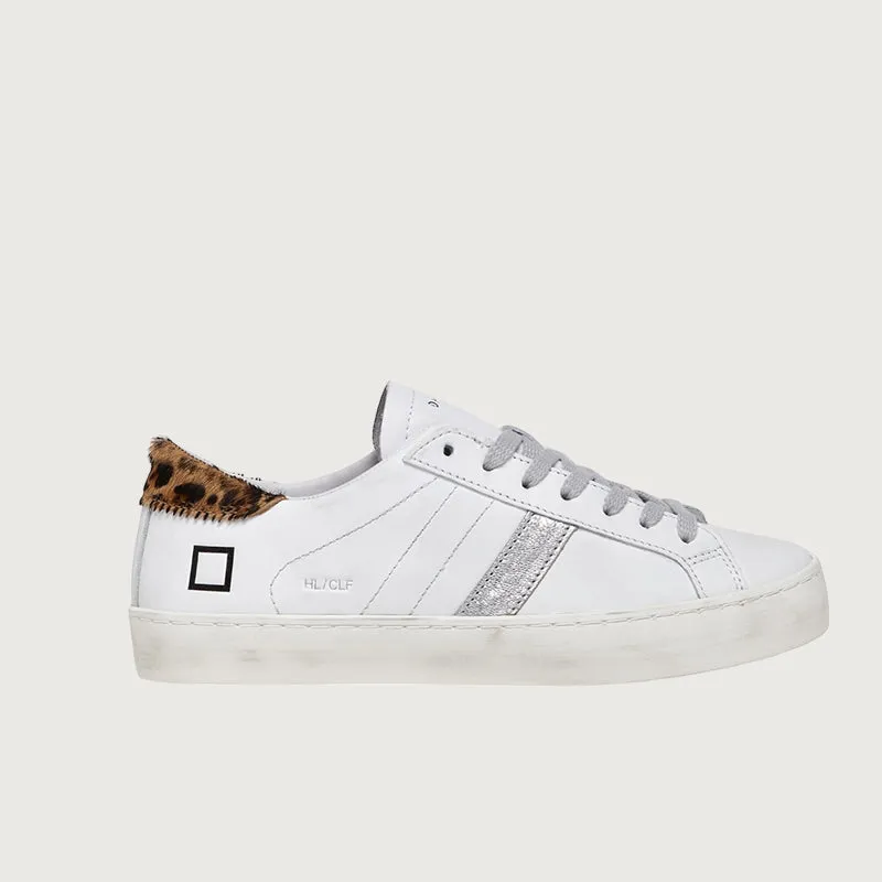 D.A.T.E. Hill Low Calf White Leopard Trainers