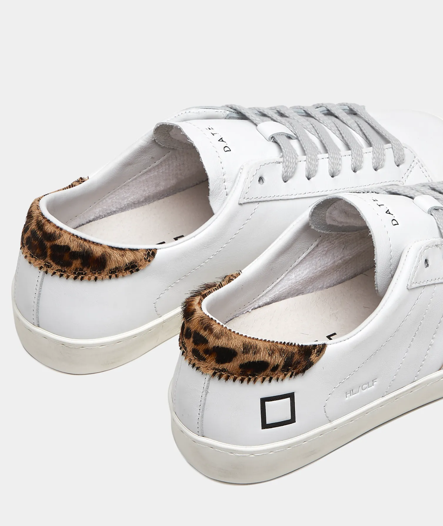 D.A.T.E. Hill Low Calf White Leopard Trainers