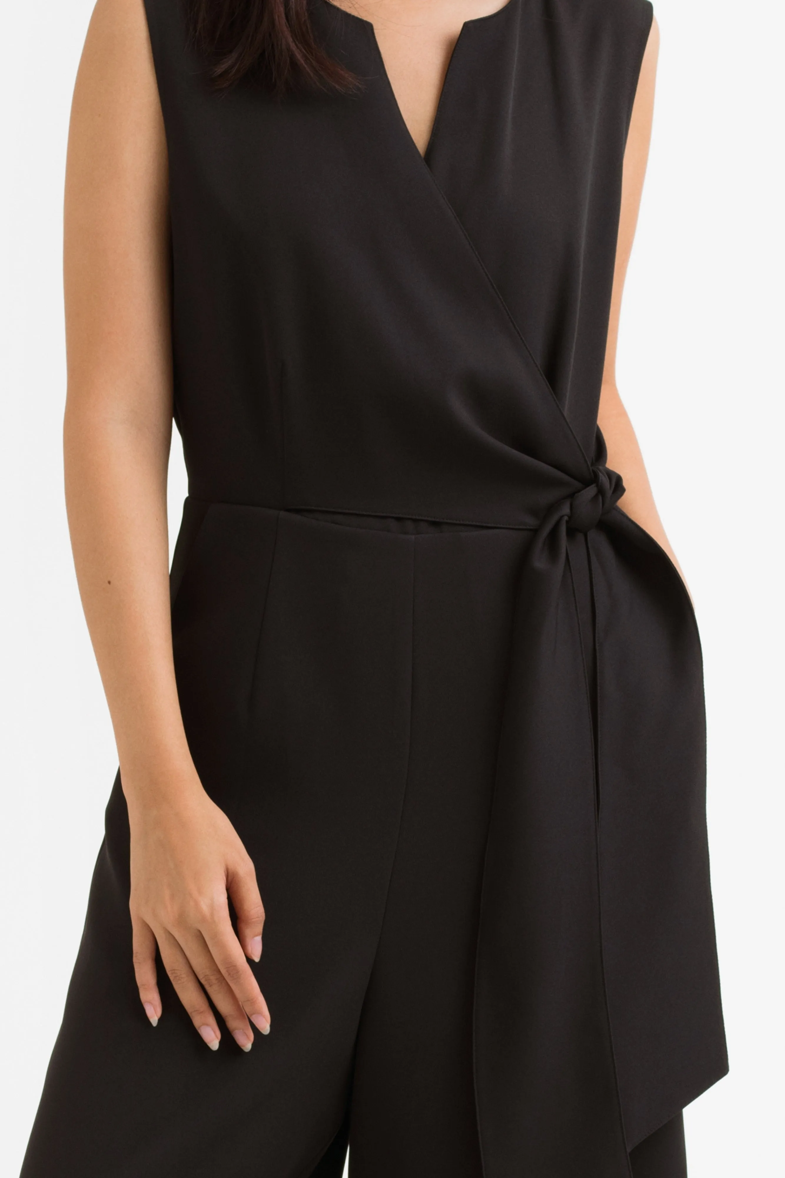 Donina Tie-front Jumpsuit in Black