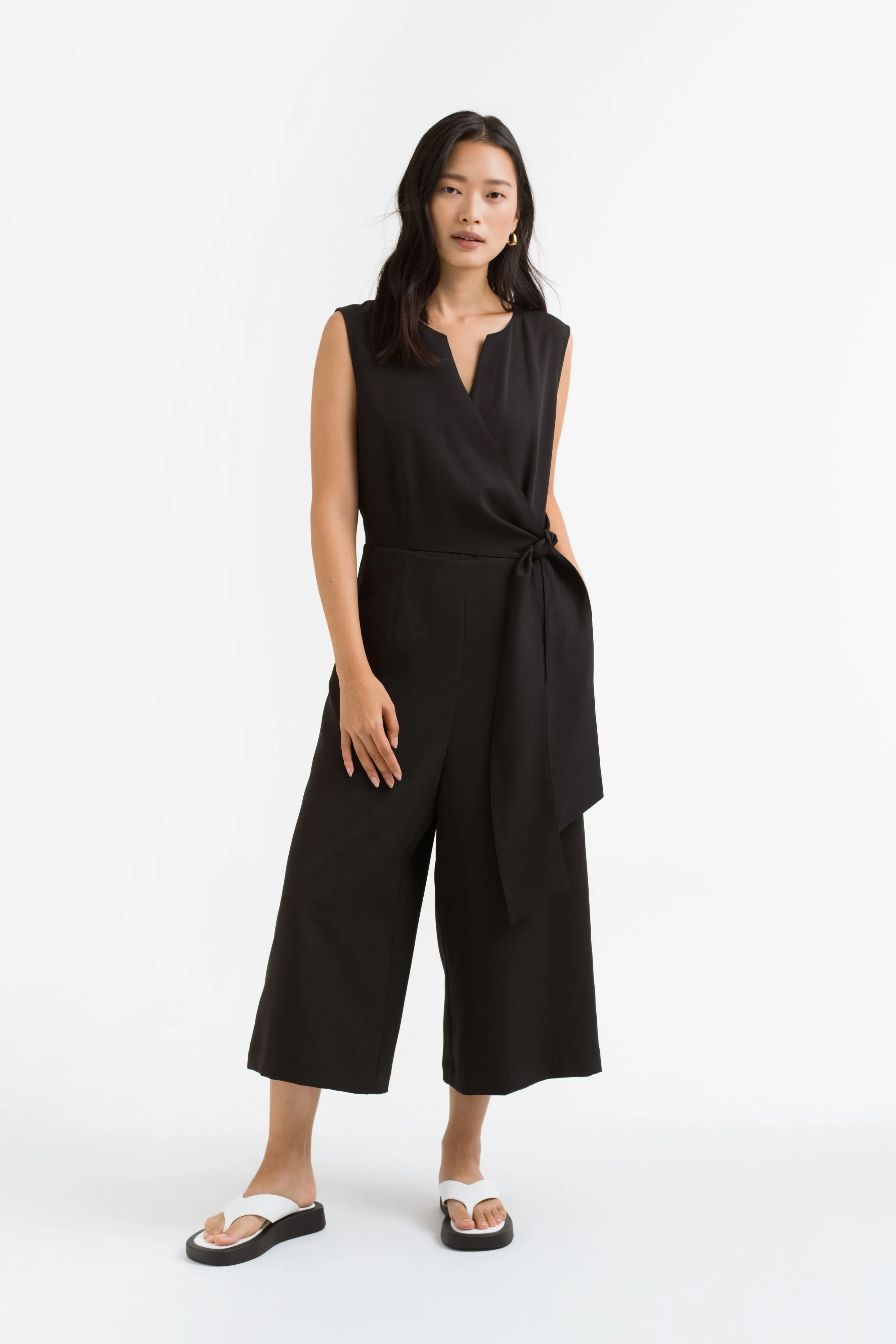 Donina Tie-front Jumpsuit in Black