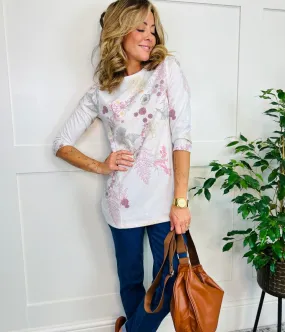 Ecru Floral Print Tunic Top