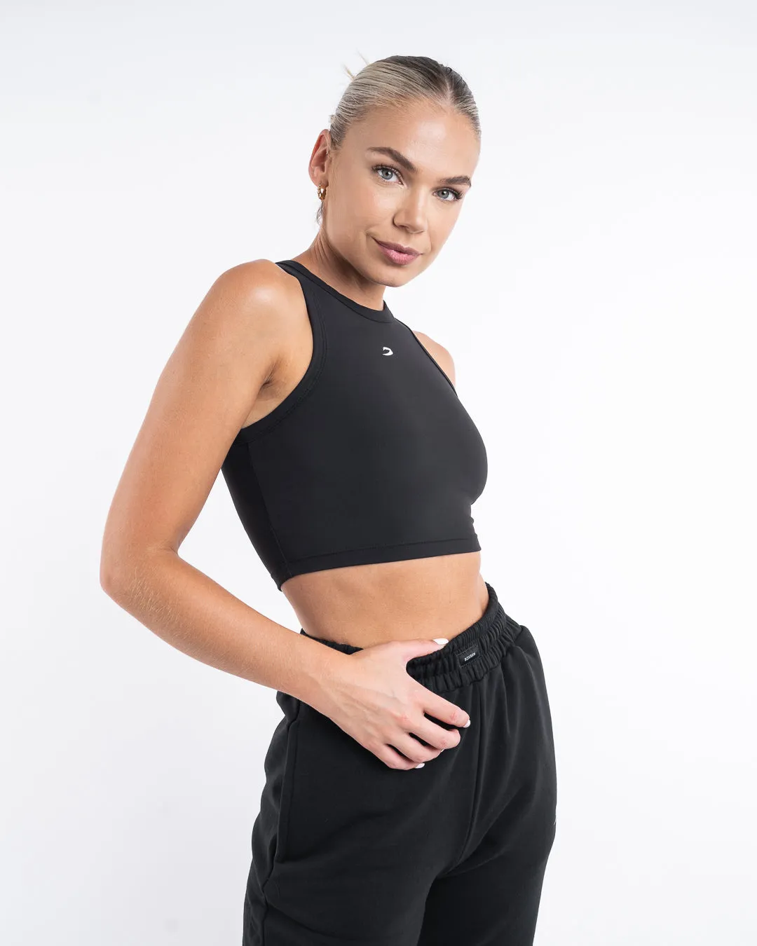 Essentials Racer Crop Top - Black