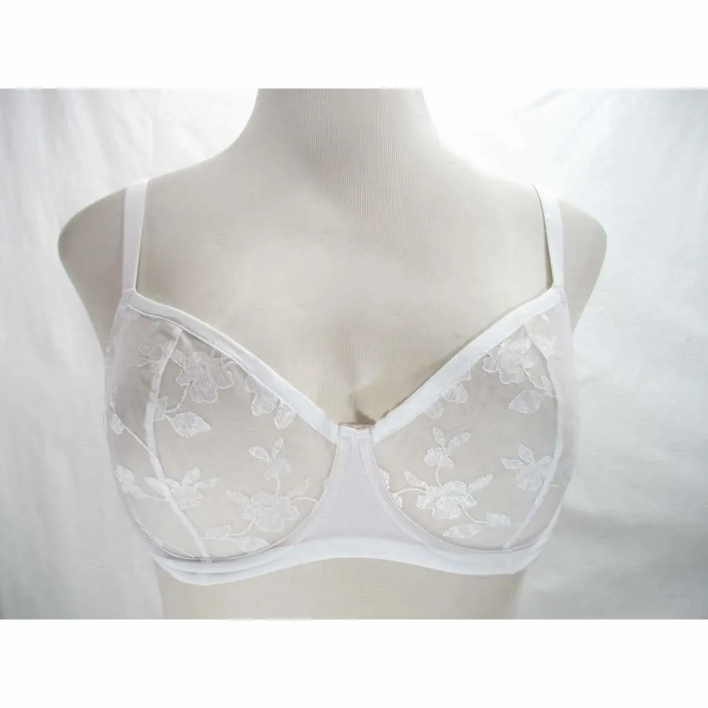 Felina 190013 Sabrina Semi Sheer Lace Demi Underwire Bra 38DD White