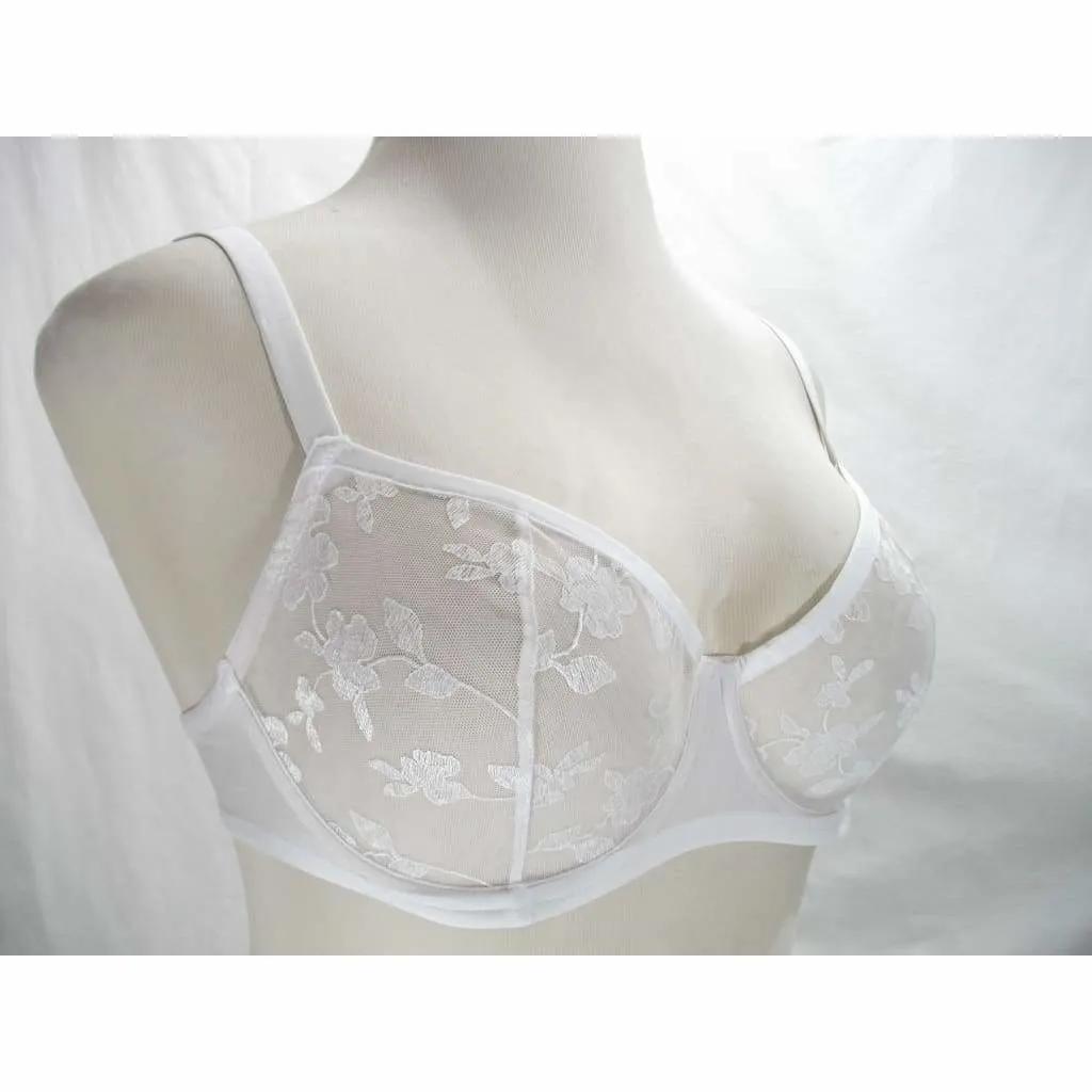 Felina 190013 Sabrina Semi Sheer Lace Demi Underwire Bra 38DD White