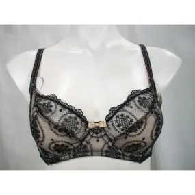 Felina 190215 Christelle Sheer Lace 3-Part Cup Full Busted Underwire Bra 34C Black NWT