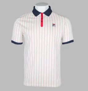 Fila Vintage BB1 Classic Striped Polo Shirt Gardenia/Fila Red/Fila Navy