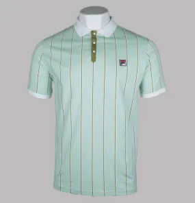 Fila Vintage Brett Double Stripe BB1 Polo Shirt Surf Spray/White/Moss Stone