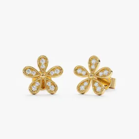 Five Petal Diamond Flower Studs, Shelby