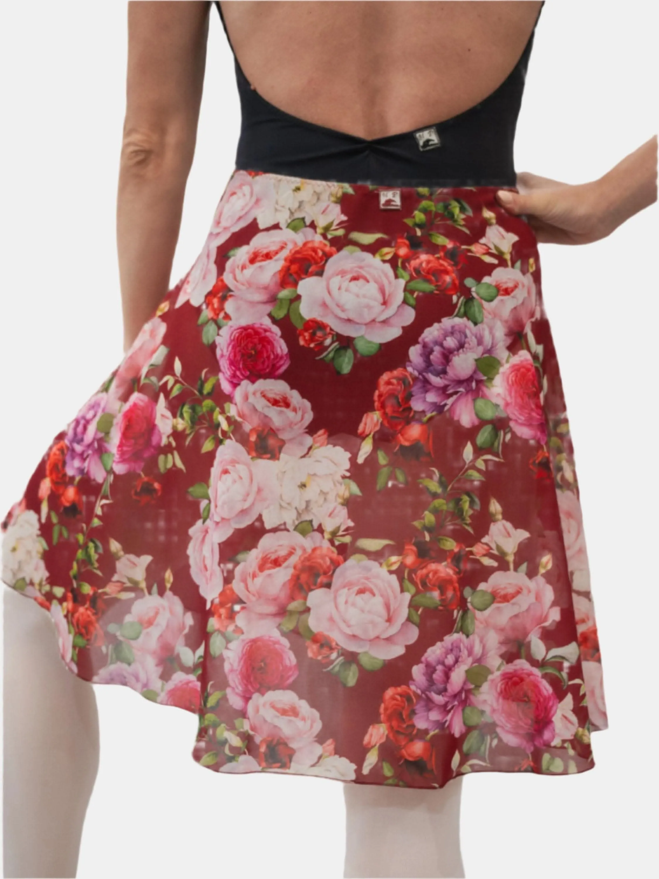 Floral Bordeaux Wrap Long Dance Skirt MP339