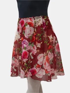 Floral Bordeaux Wrap Long Dance Skirt MP339