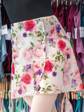 Floral White Wrap Short Dance Skirt MP345