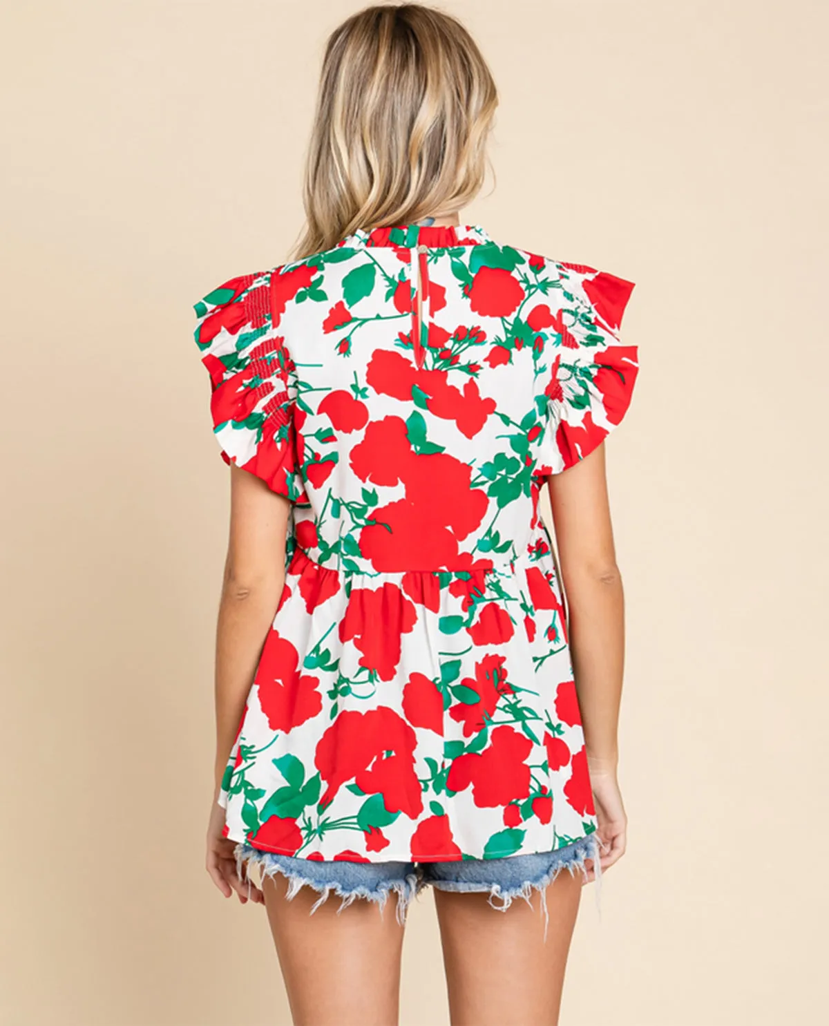 Flower Print Babydoll Top