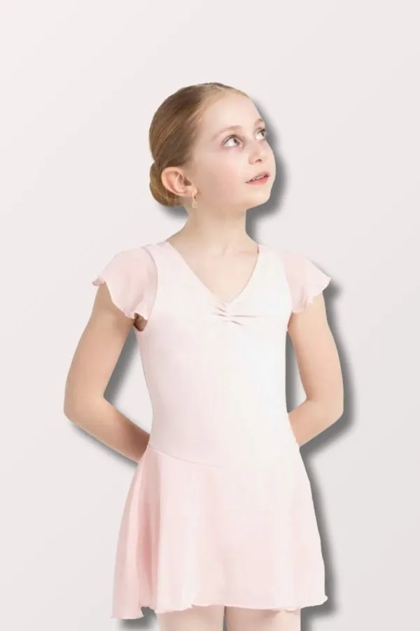 Girls Flutter Sleeve Dress - Pink