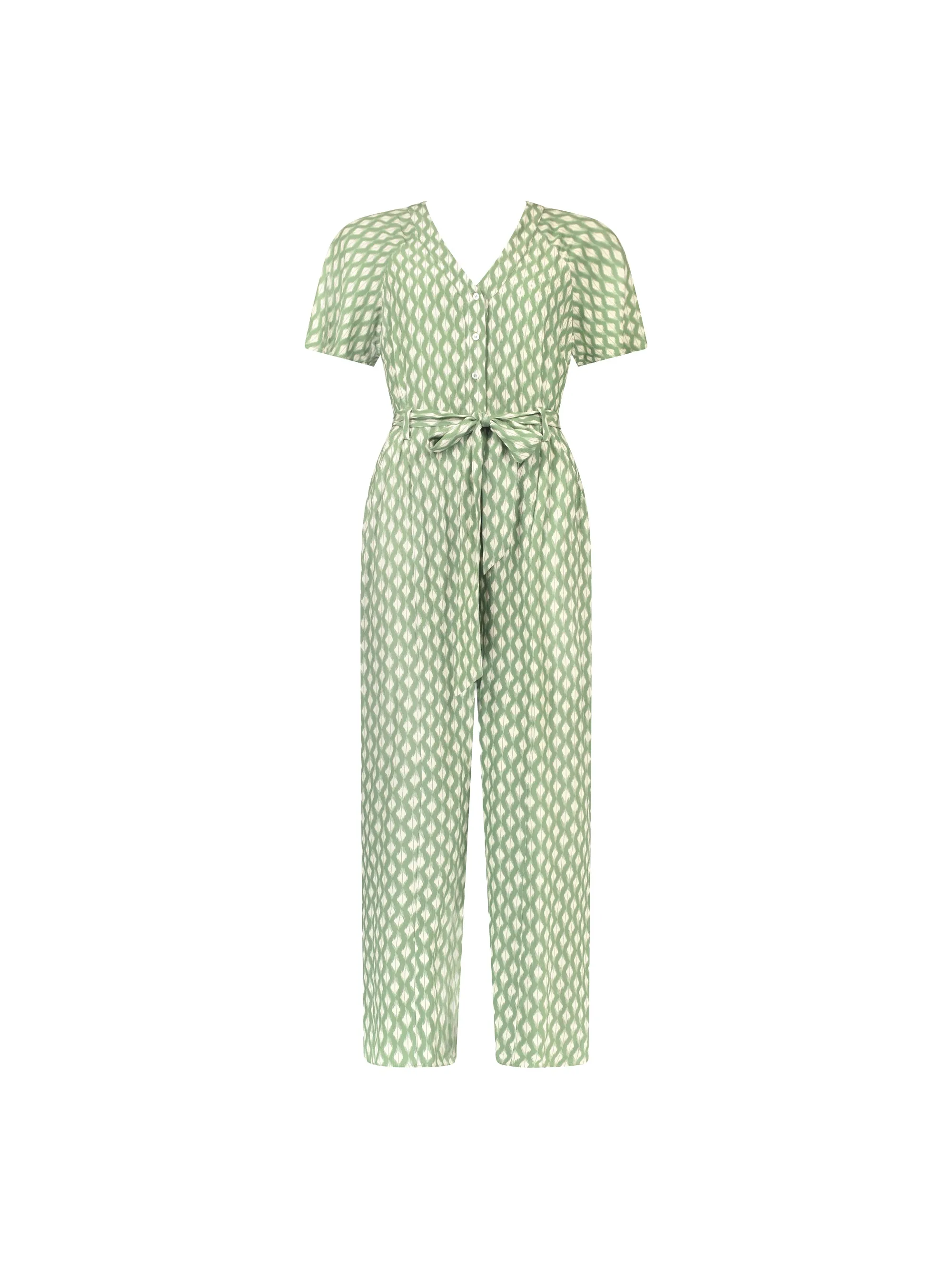 Green Diamond Print Jumpsuit