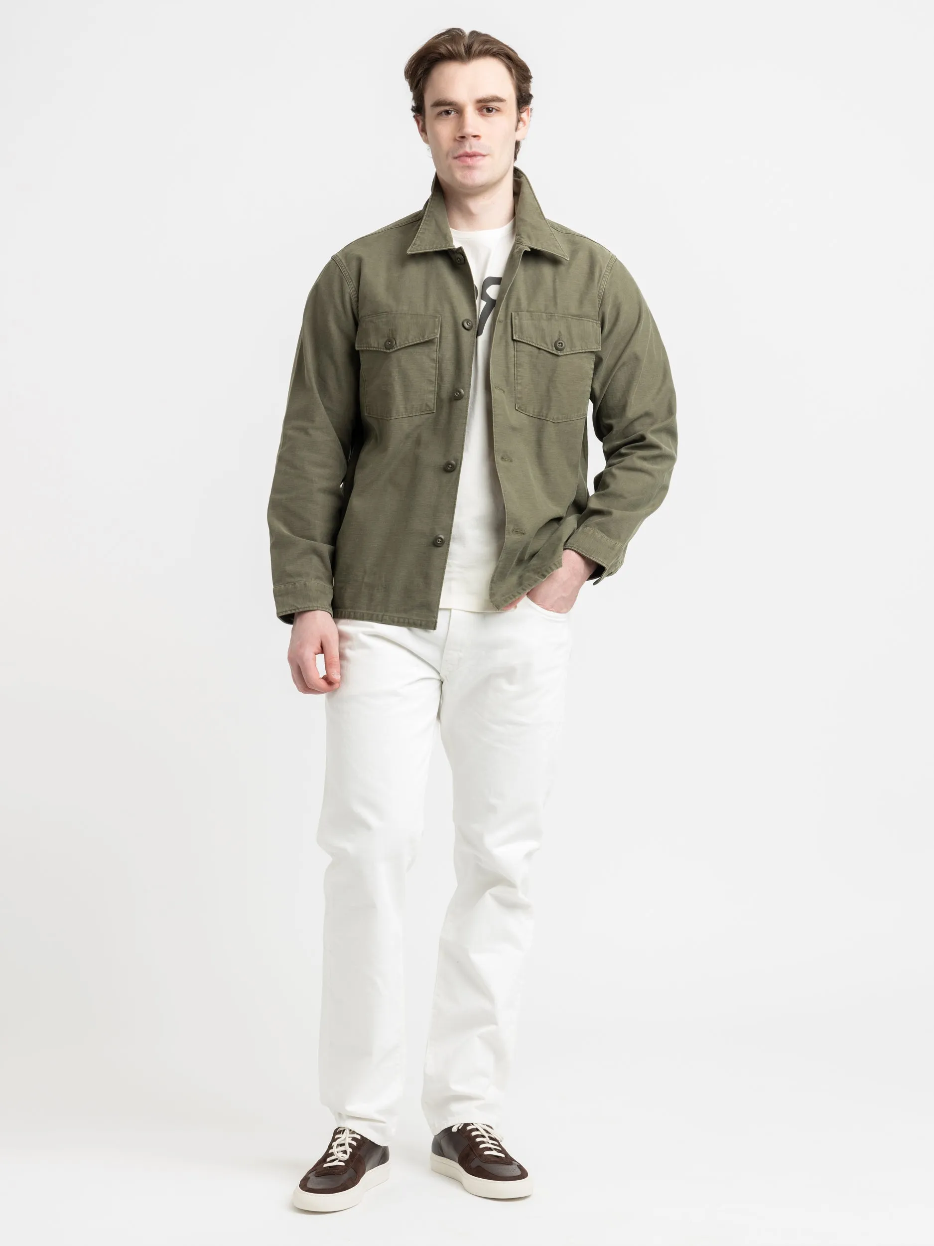 Green Reverse-Sateen Overshirt