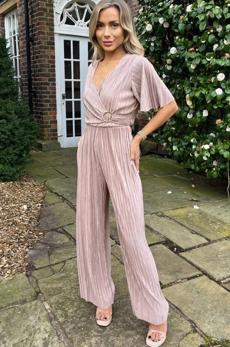 Gretha Taupe Plisse Jumpsuit