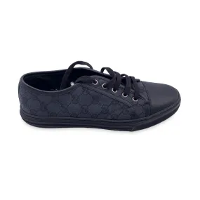 Gucci Black GG Monogram Canvas Low Top Sneakers Shoes Size 40