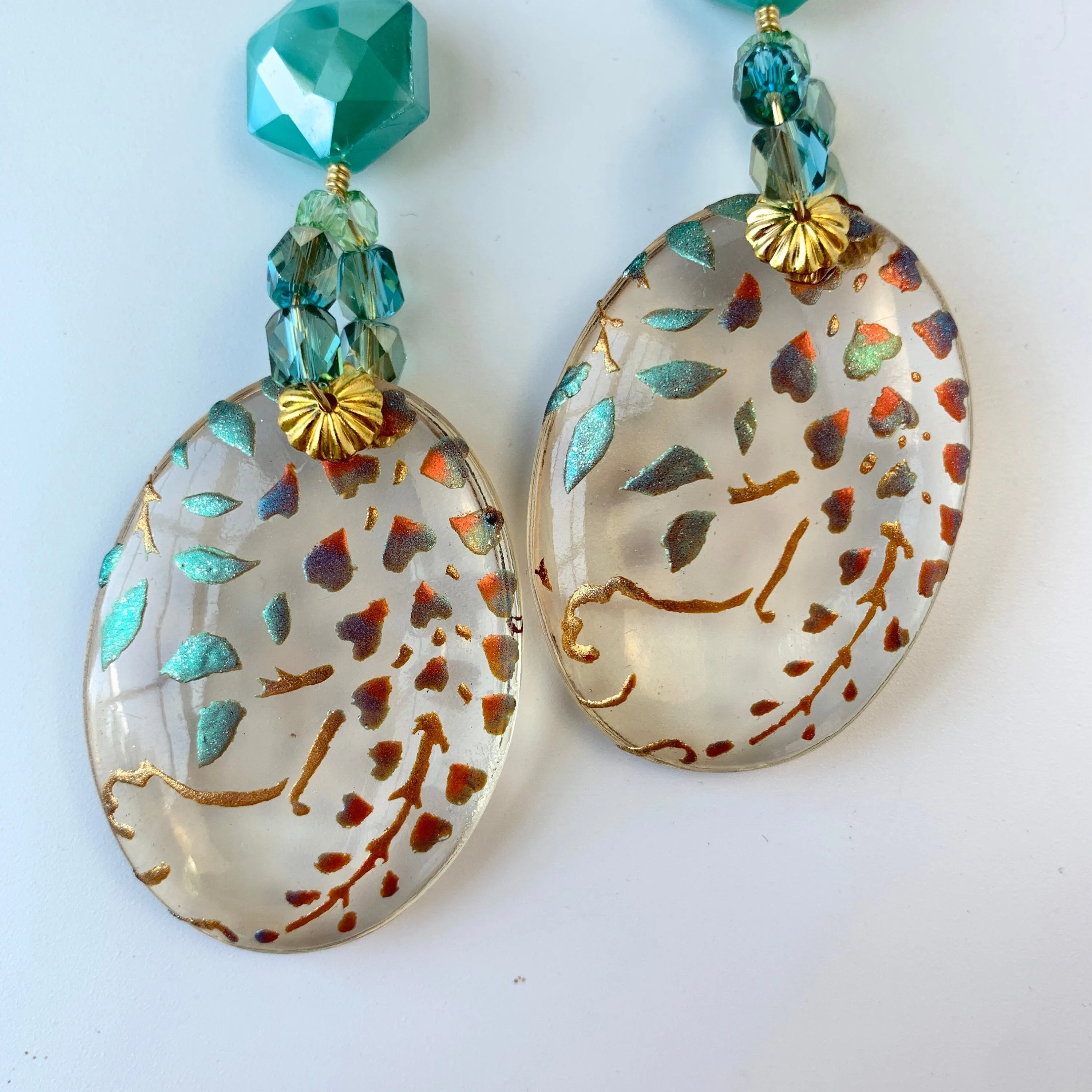 Hand Painted Sage Statement Earrings