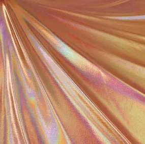 Hologram Metallic Foil Spandex Knit Fabric 4-Way Stretch, 60" Inch Wide | Rose Gold