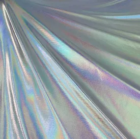 Hologram Metallic Foil Spandex Knit Fabric 4-Way Stretch, 60" Inch Wide | Silver Iridescent