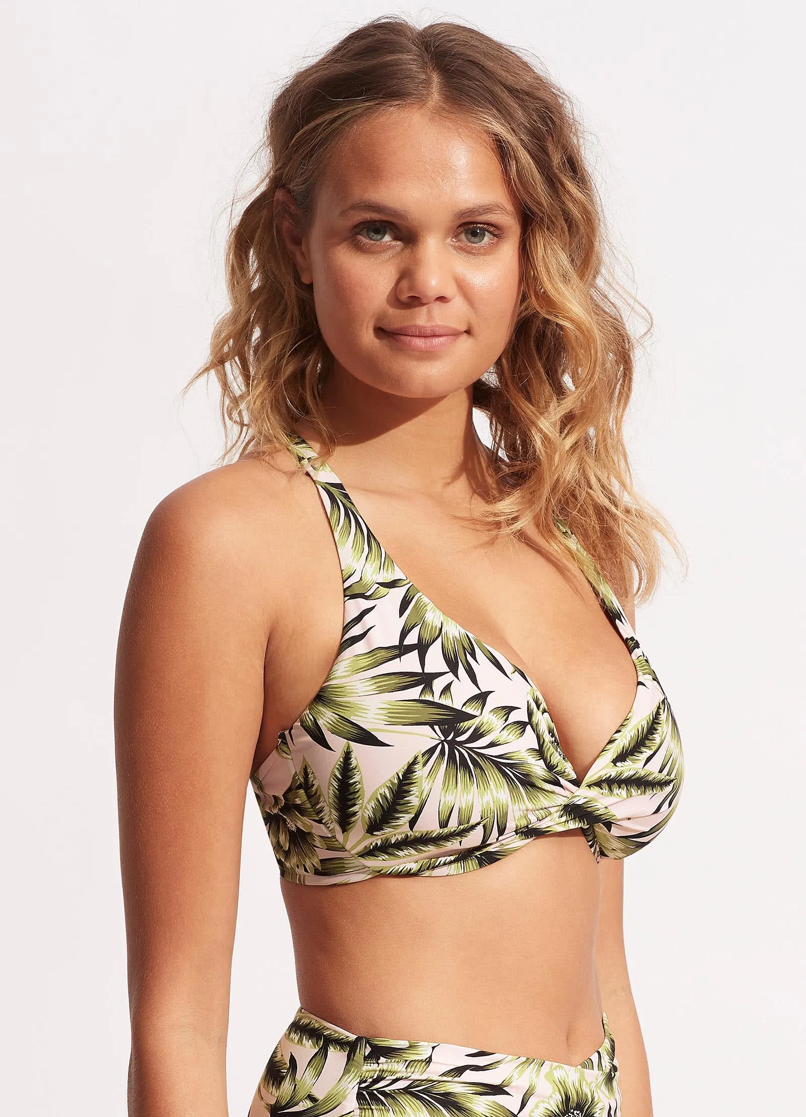 Island In The Sun Wrap Front F Cup Bra - Avocado