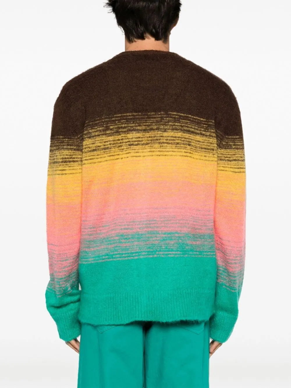 JAQUARD DEGRADE GRADIENT-EFFECT TEXTURED CARDIGAN