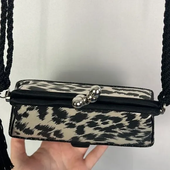 Judith Leiber Black and White Animal Print Evening Bag