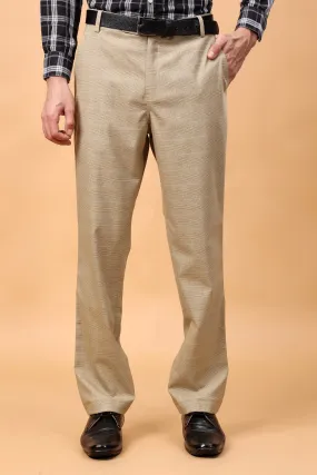 Khaki Checked Formal Trousers