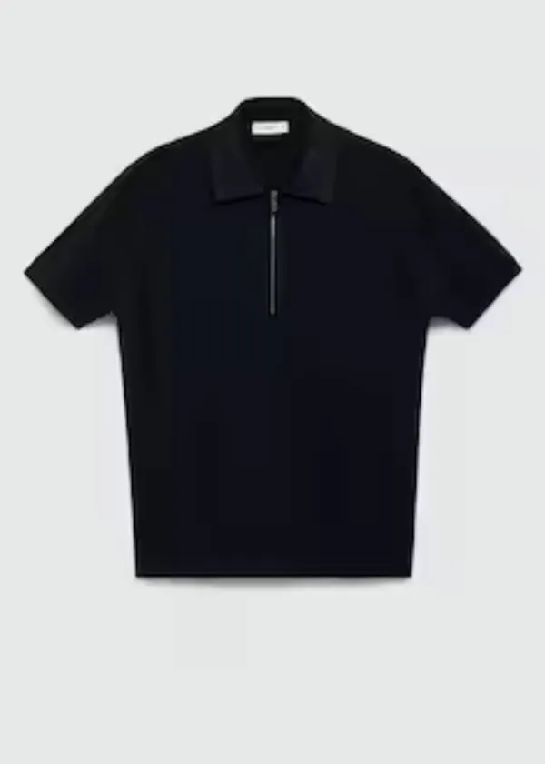 Knitted polo shirt with zip