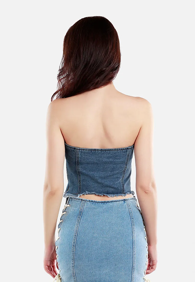 Lace Up Denim Corset Top