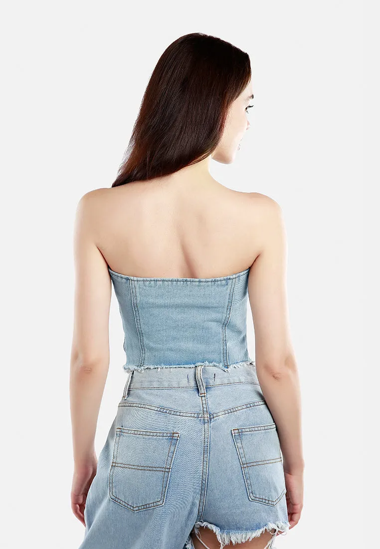 Lace Up Denim Corset Top