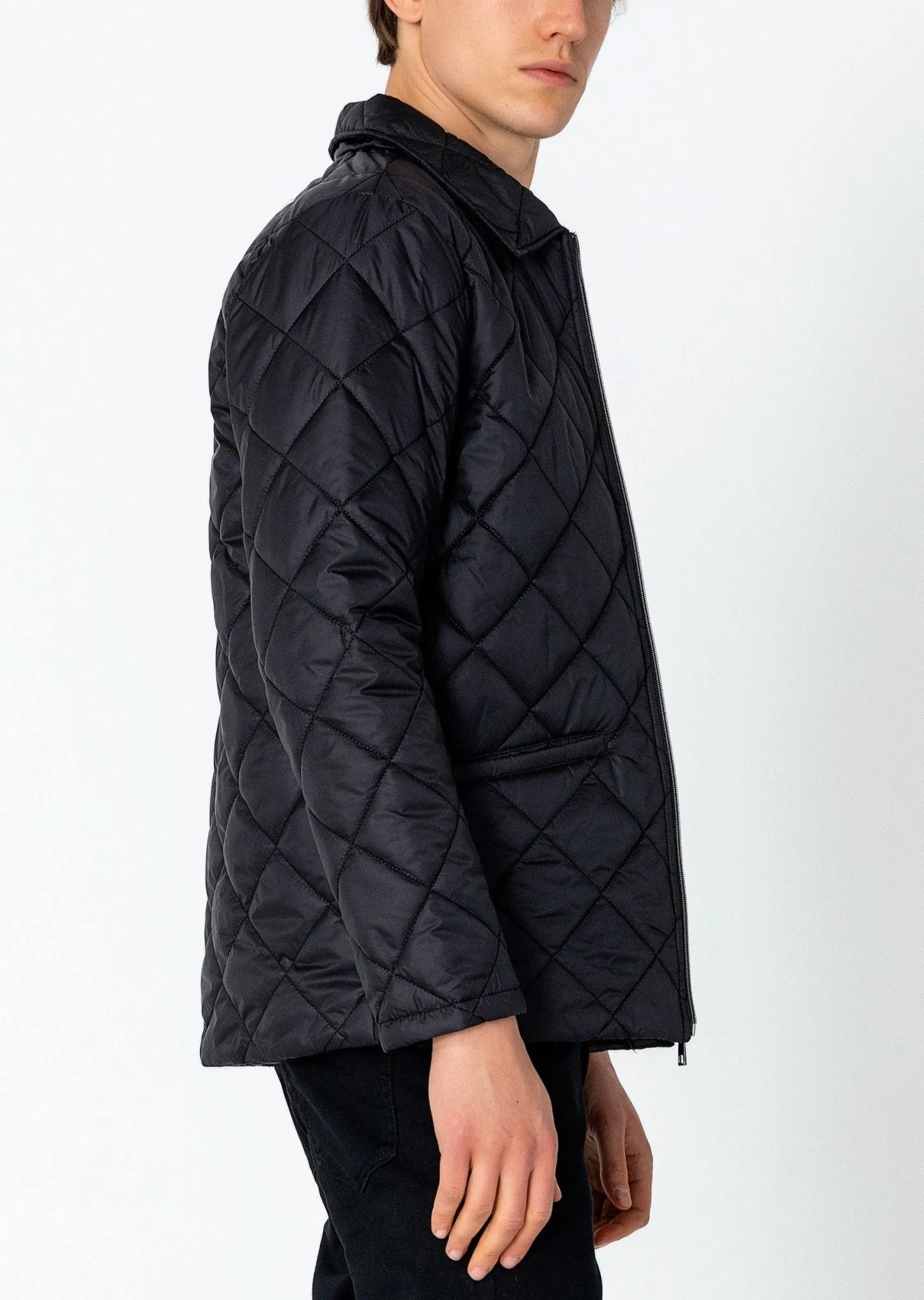 Light Padded Zipper Closure Jacket - Black