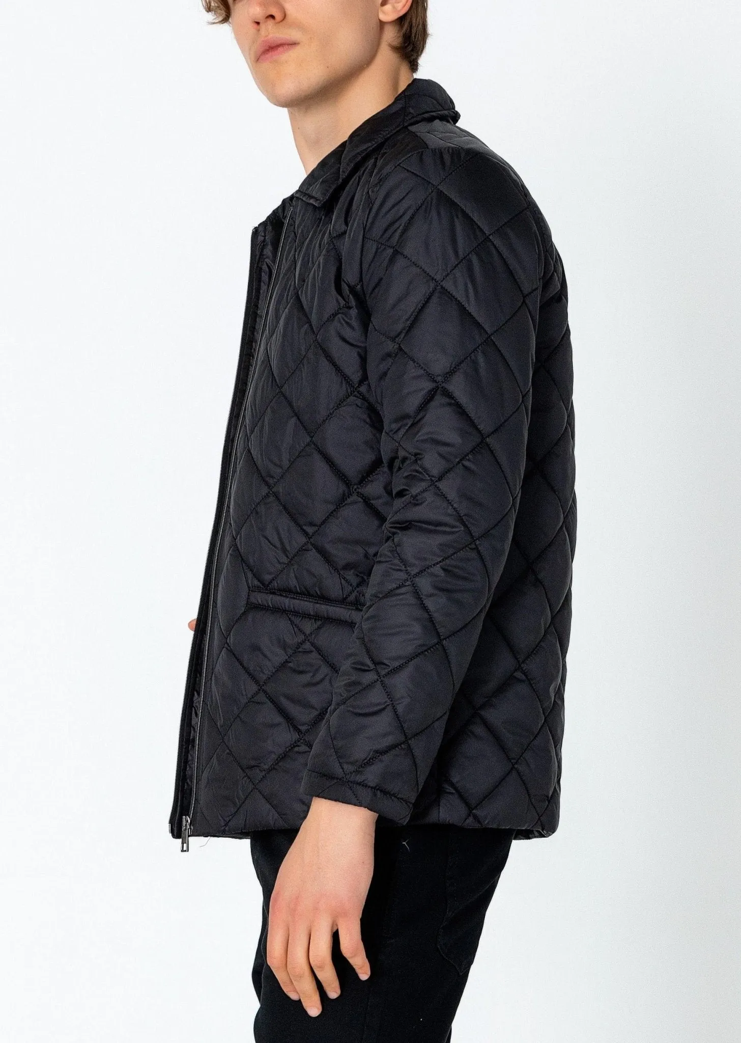 Light Padded Zipper Closure Jacket - Black