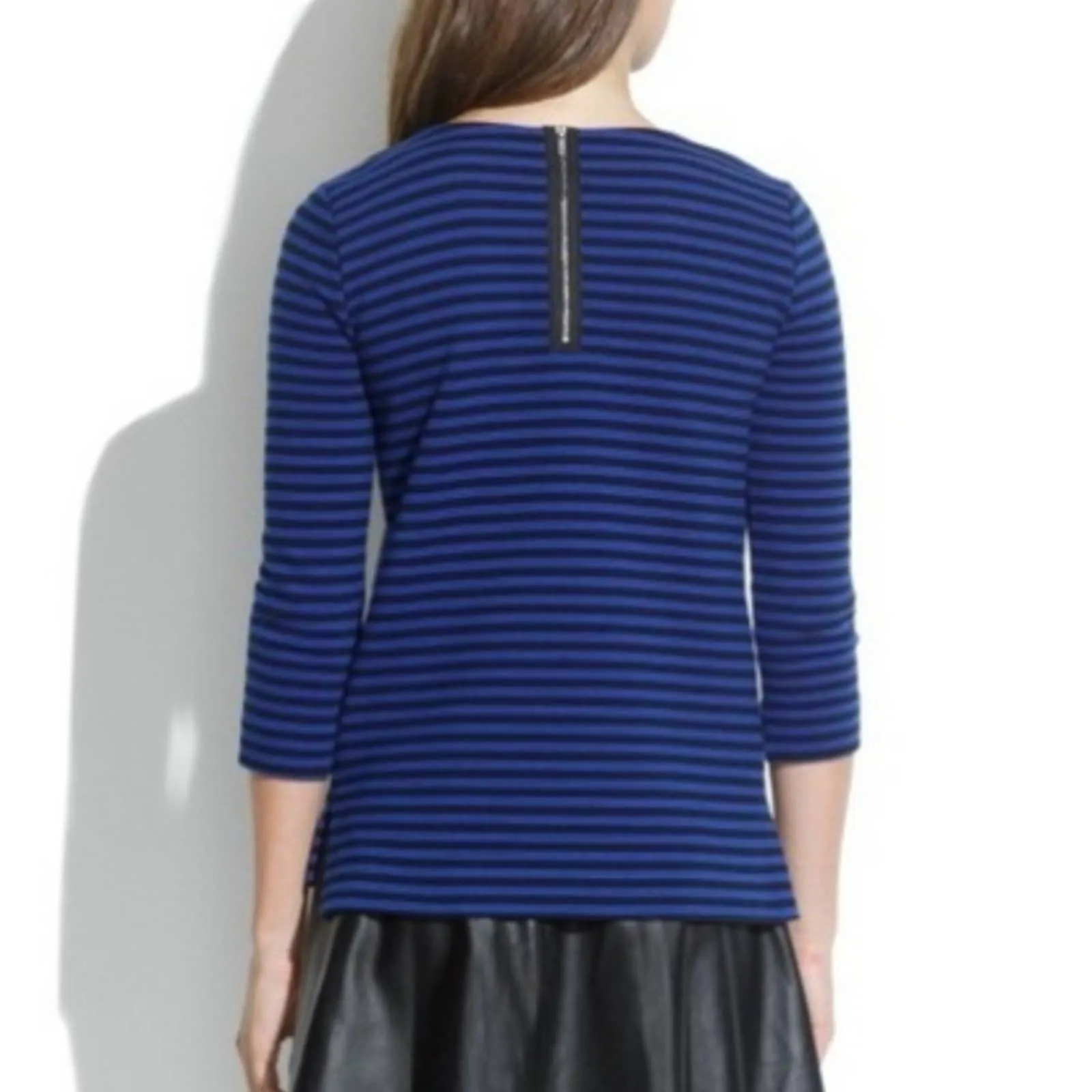 Madewell Gallerist Ponte Top Blue Black Stripe