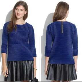 Madewell Gallerist Ponte Top Blue Black Stripe