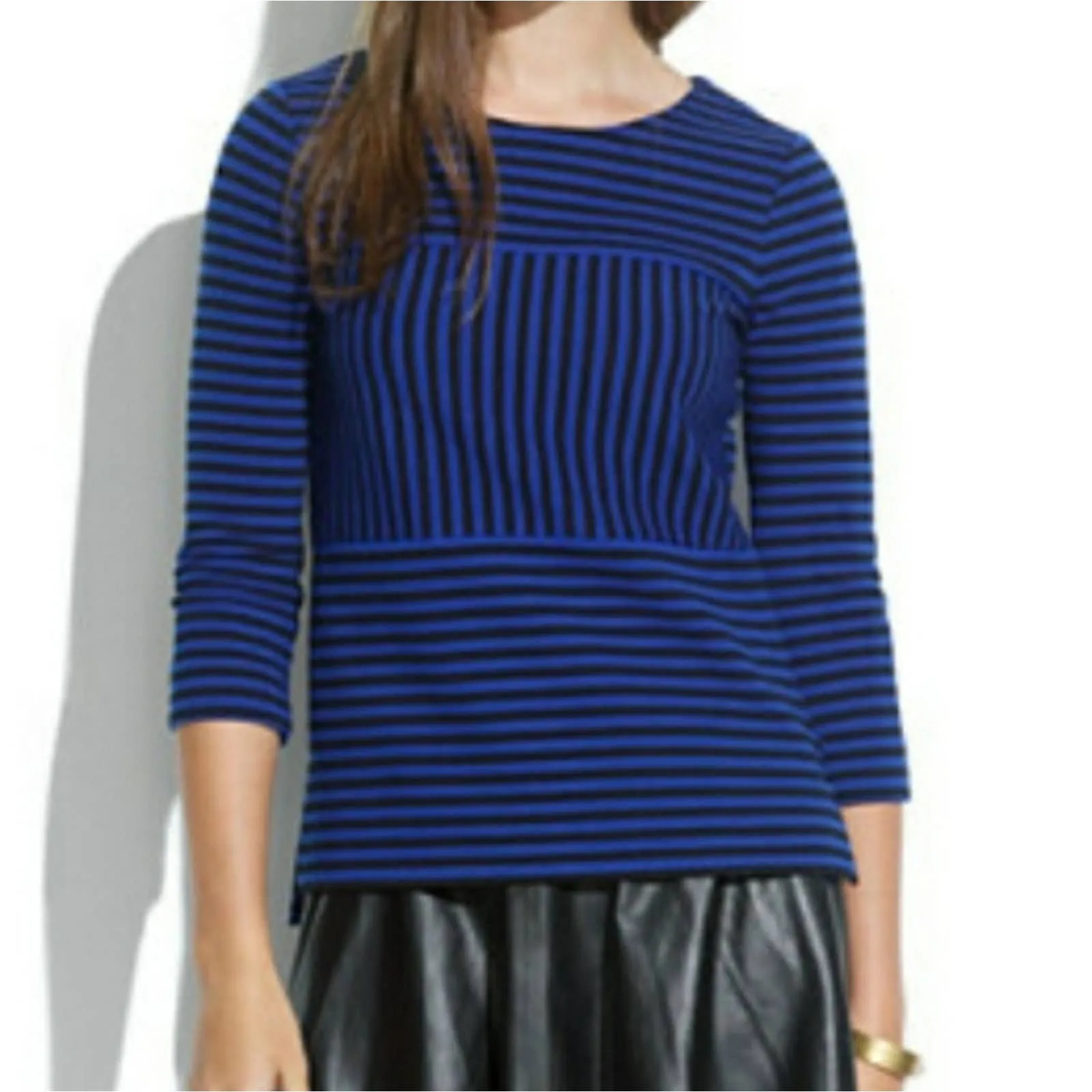 Madewell Gallerist Ponte Top Blue Black Stripe